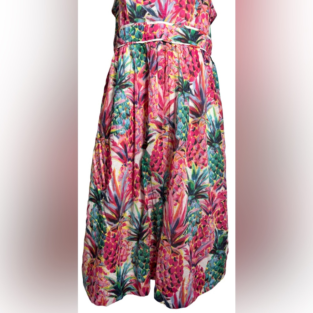 J Crew 10 Pink & White Ratti Pineapple Print Lined Cotton Sundress - Picture 7 of 11